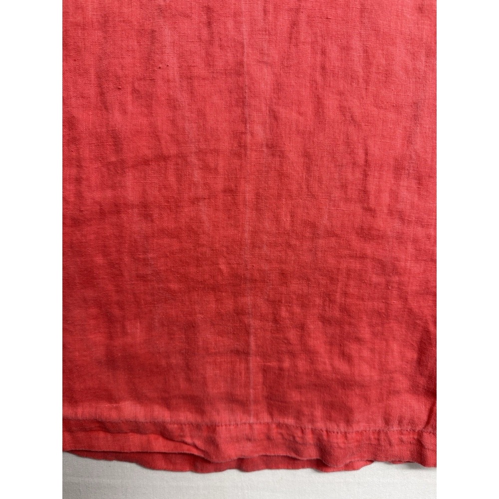 Cynthia Rowley 100%‎ Linen Coral Red Short Sleeve Top Women's Medium Button Hem - Picture 10 of 12